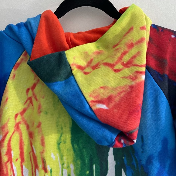 Rainbow color drip hooded sweatshirt - Picture 6 of 8